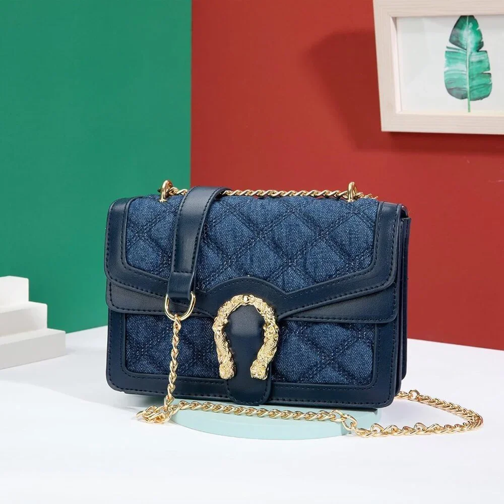 ⚡ Women's Blue Snake Vegan Leather Print Casual Fashion Satchel Crossbody Bag